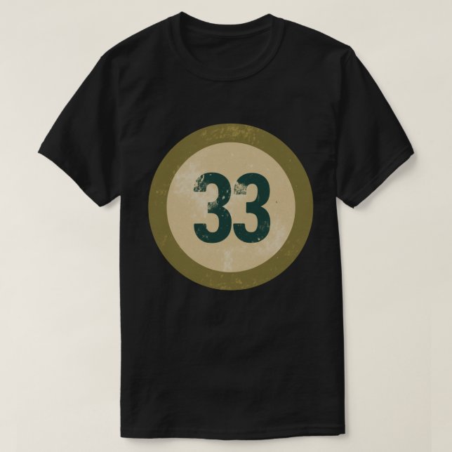 Vintage Distressed Number 33 T-Shirt (Design Front)