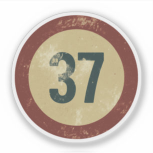 Vintage Distressed Number 37 Sticker