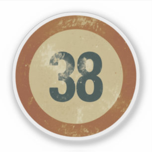 Vintage Distressed Number 38 Sticker