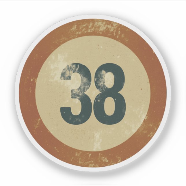 Vintage Distressed Number 38 Sticker (Front)