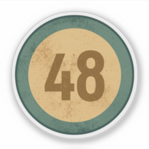 Vintage Distressed Number 48 Sticker