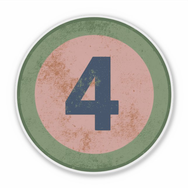 Vintage Distressed Number 4 Sticker (Front)