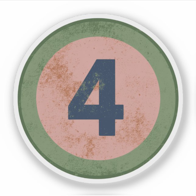 Vintage Distressed Number 4 Sticker (Front)