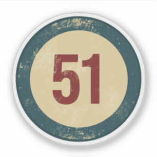 Vintage Distressed Number 51 Sticker