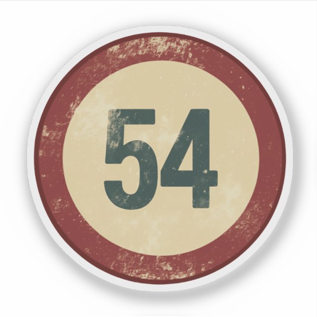 Vintage Distressed Number 54 Sticker (Front)