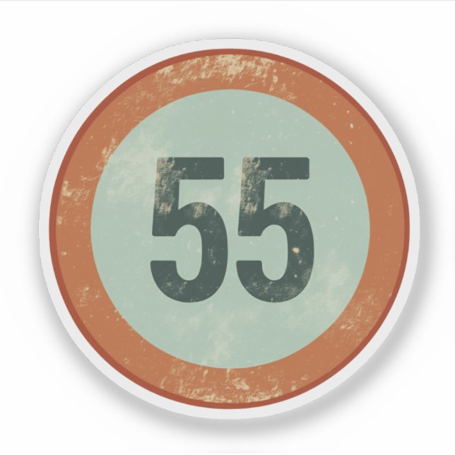 Vintage Distressed Number 55 Sticker (Front)