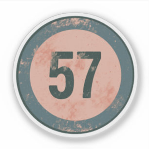 Vintage Distressed Number 57 Sticker