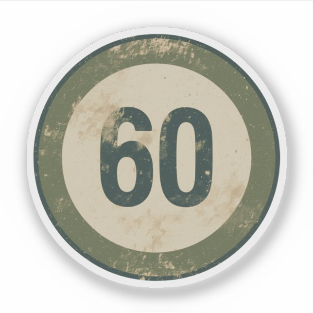 Vintage Distressed Number 60 Sticker (Front)