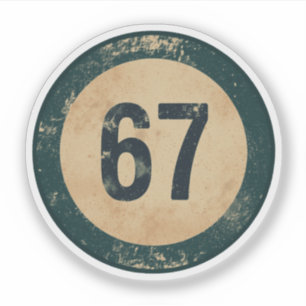 Vintage Distressed Number 67 Sticker