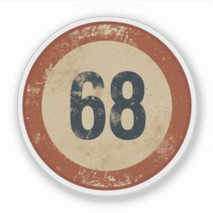 Vintage Distressed Number 68 Sticker