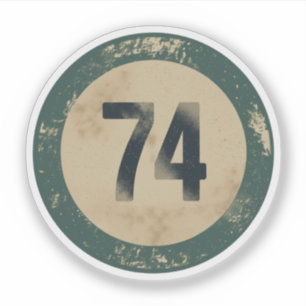 Vintage Distressed Number 74 Sticker