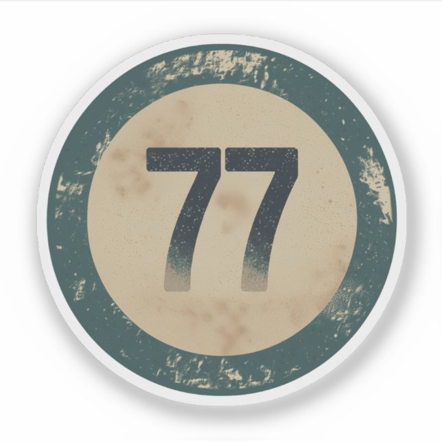 Vintage Distressed Number 77 Sticker (Front)