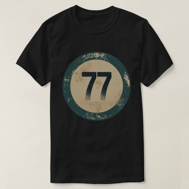Vintage Distressed Number 77 T-Shirt (Design Front)