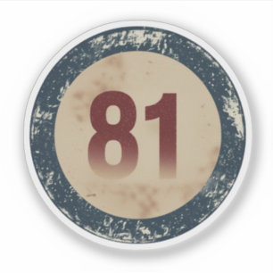 Vintage Distressed Number 81 Sticker