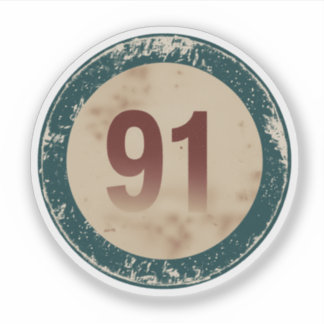 Vintage Distressed Number 91 Sticker