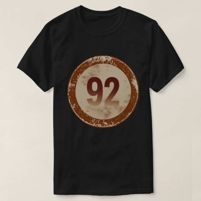 Vintage Distressed Number 92 T-Shirt (Design Front)