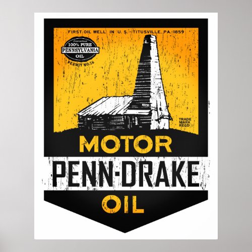 Vintage distressed Penn Drake Motor Oil sign