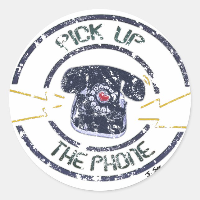 Vintage Distressed Pick Up The Phone Sticker (Front)