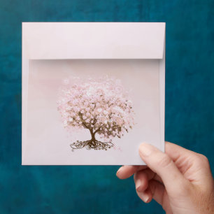 Vintage Distressed Pink Heart Leaf Damask Envelope