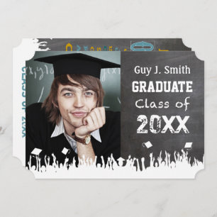 Vintage Distressed Poster Style Grunge Graduation Invitation