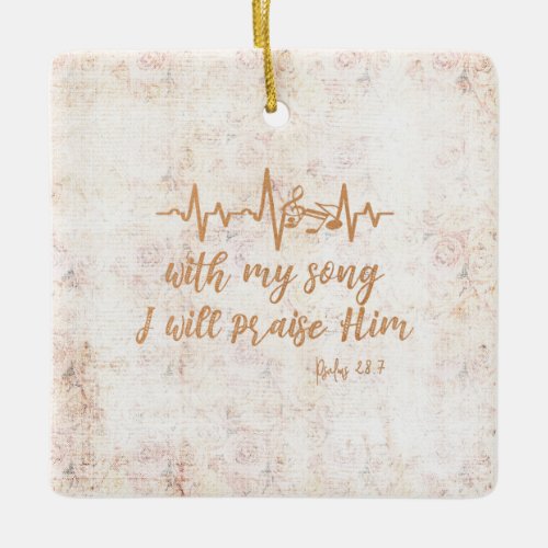 Vintage Distressed Psalms Song Bible Verse Ceramic Ornament