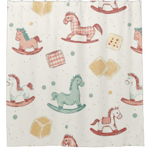 Vintage Distressed Rocking Horse Pattern (1) Shower Curtain