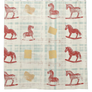 Vintage Distressed Rocking Horse Pattern (3) Shower Curtain
