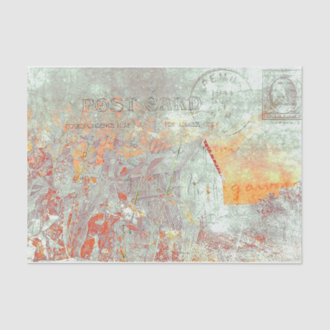Vintage Distressed Script Country Rustic Fall Tissue Paper (Front)