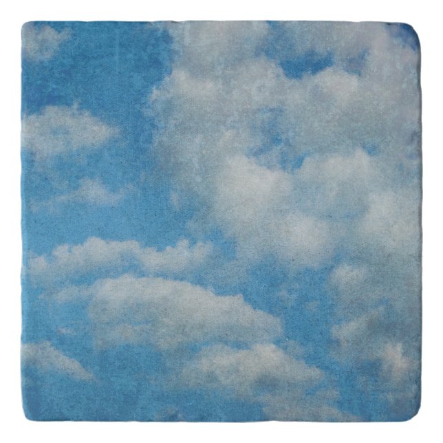 Vintage Distressed Sky and Clouds Background Trivet (Front)