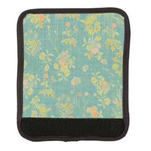 Vintage Distressed Spring Floral Teal Pattern Luggage Handle Wrap