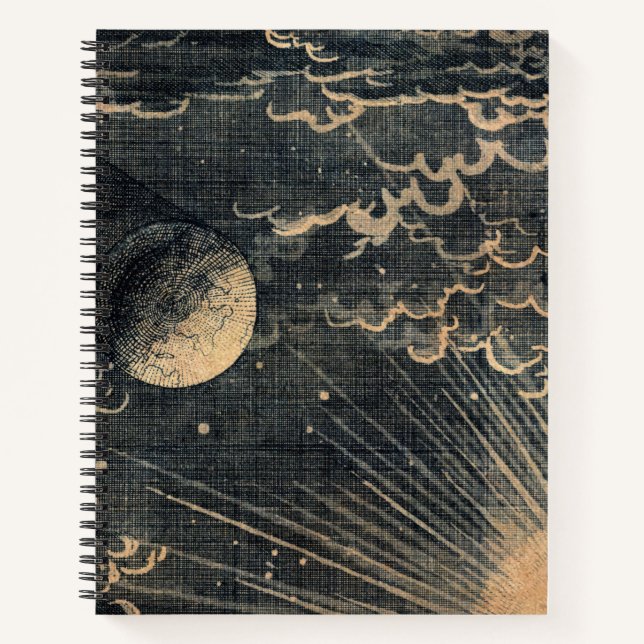 Vintage distressed sun eclipse moon night sky  notebook (Front)