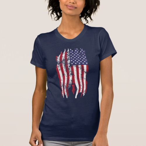 Vintage Distressed Tattered American Flag T_shirt