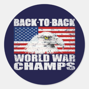 Vintage Distressed U.S. World War Champs Stickers