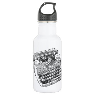 Vintage Distressed Underwood Typewriter Water Bottle