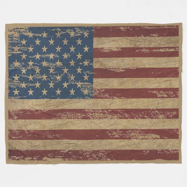 Vintage Distressed US Flag Large Fleece Blanket (Front (Horizontal))