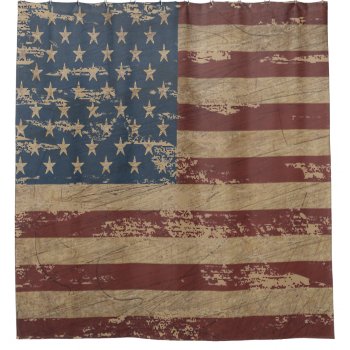 Vintage Distressed Us Flag Shower Curtain by zarenmusic at Zazzle