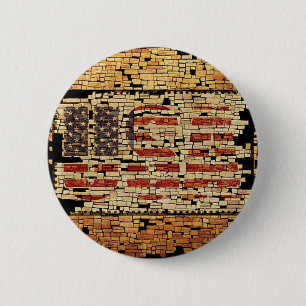 Vintage distressed USA Letters and American Flag Button