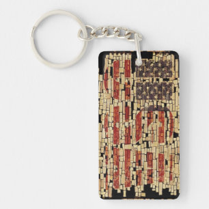 Vintage distressed USA Letters and American Flag Keychain