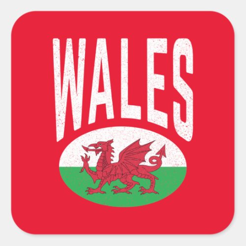 Vintage Distressed Wales Cymraeg Cymru Proud Welsh Square Sticker