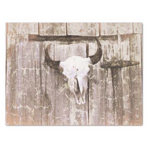 Vintage Distressed Western Bull Skull Barn Texture Tissue Paper