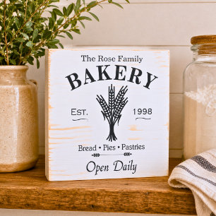 Vintage Distressed White Stenciled Family Bakery Wooden Box Sign