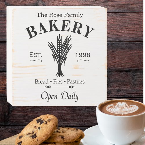 Vintage Distressed White Stenciled Family Bakery  Wooden Box Sign