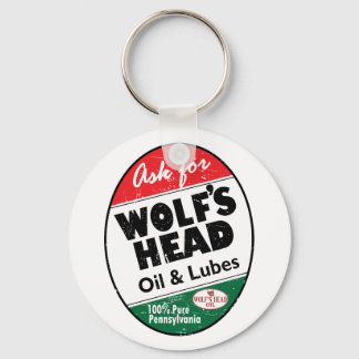 Vintage distressed Wolfs Head sign Keychain