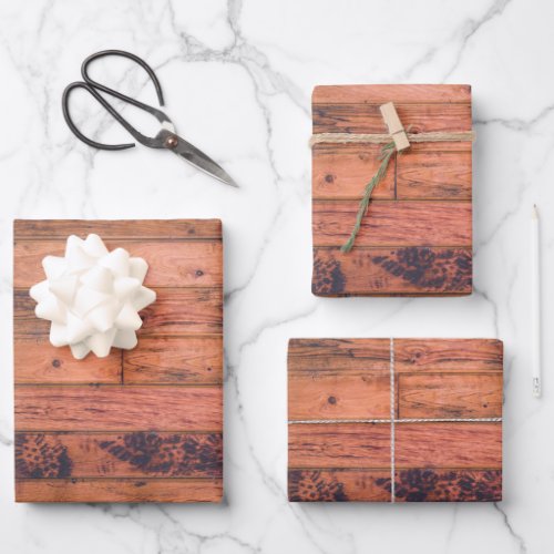 Vintage Distressed Wood Grain Wrapping Paper Sheet