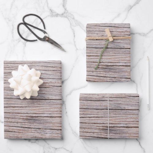 Vintage Distressed Wood Grain Wrapping Paper Sheets