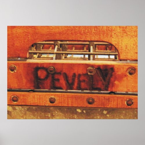 Vintage Distressed Wood  Metal Pevely Milk Crate Poster