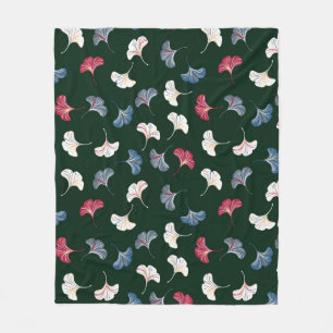 Vintage ditsy seamless pattern with ginkgo leaves fleece blanket