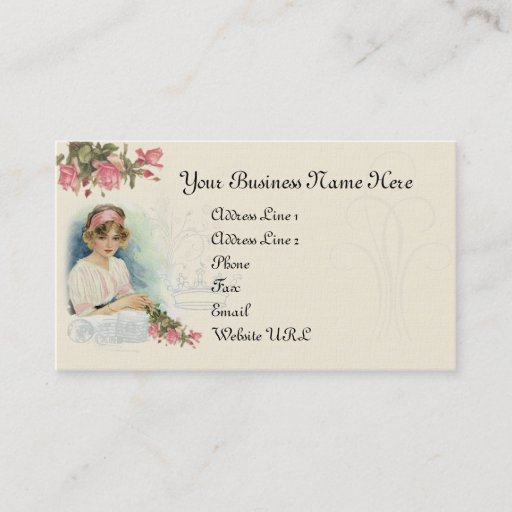 Customizable Vintage Diva &amp; Roses Business Card