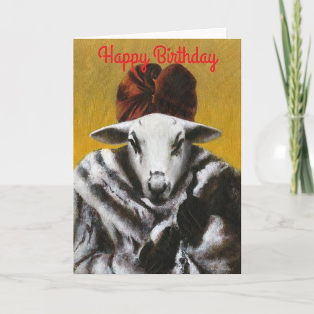 Vintage Diva Sheep Birthday Card (Front)