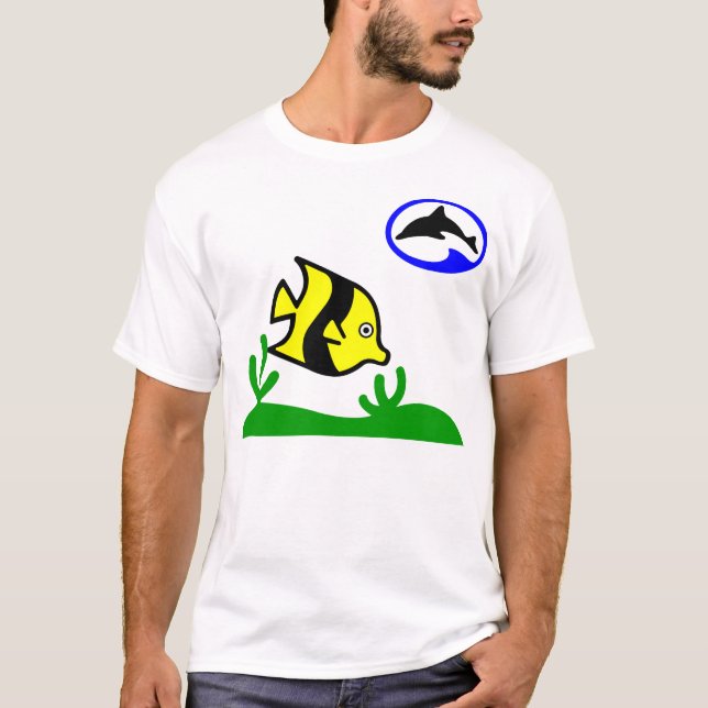 Vintage Diver Dolphin Logo & Fish T-Shirt (Front)